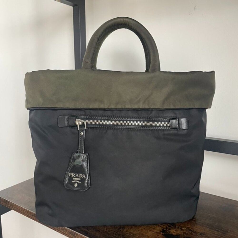 Prada Reversible Tessuto Nylon Tote Bag - Green & Black *Authenticity provided*